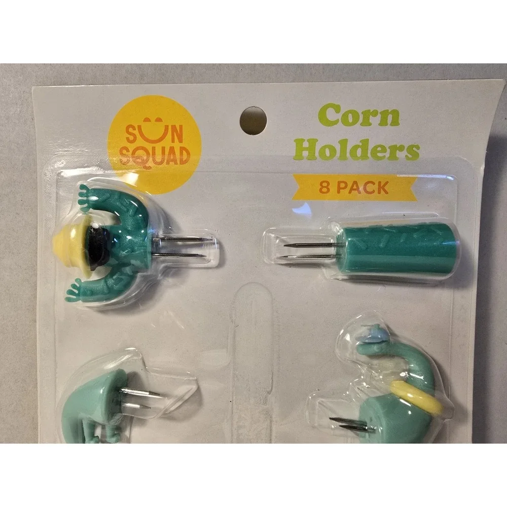 Sun Squad Corn Holders 8 Pack Cactus Dino Whale Parrot  Fun Summer Cobs /0411